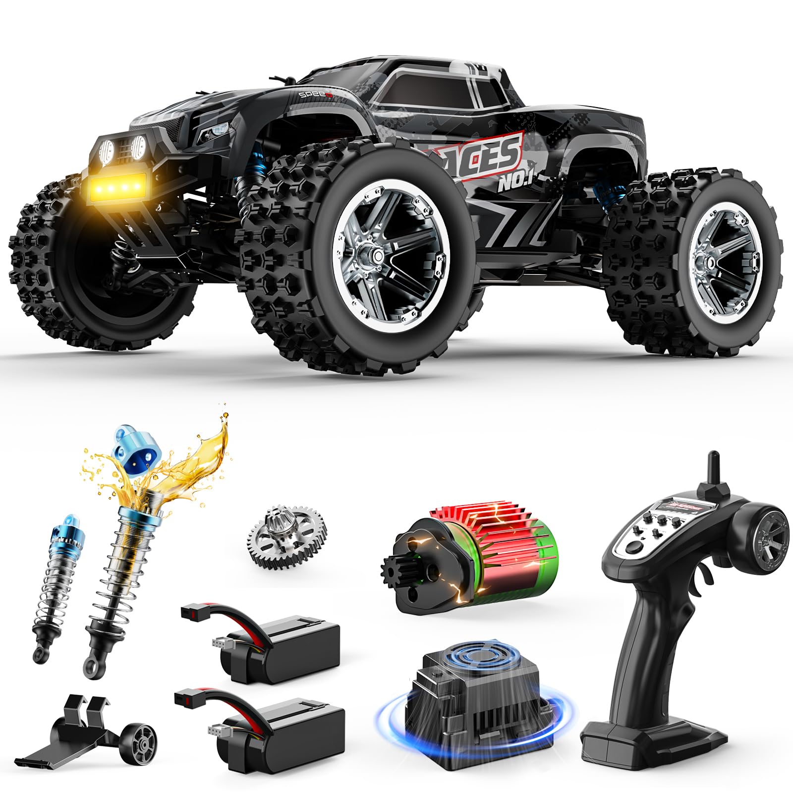 Photo 1 of DEERC 8618 1/16 Fast Brushless RC Cars for Adults, Max 56mph, 2 3S Lipo Batteries Electric Off-Road Waterproof RC Truck,4X4 High Speed Remote Control Car, All Terrain RC Truggy for Boys