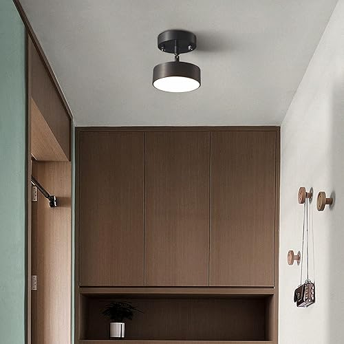 Miniatura 4 de Fulesi Moderna lámpara de techo semiempotrada LED redonda de casa de campo, lámpara de techo negro mate para pasillo, comedor, cocina, entrada,