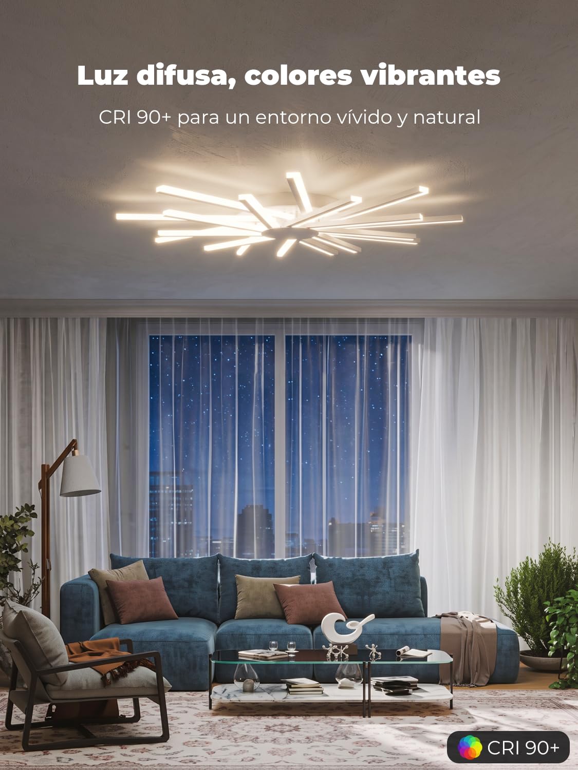 Φ96cm Lámparas de Techo Salón, Ceiling Light Grande Moderna, Plafones de Techo con 18 Luz, Regulable, Luz de Techo con Mando a Distancia, Función de Memoria, Blanco
