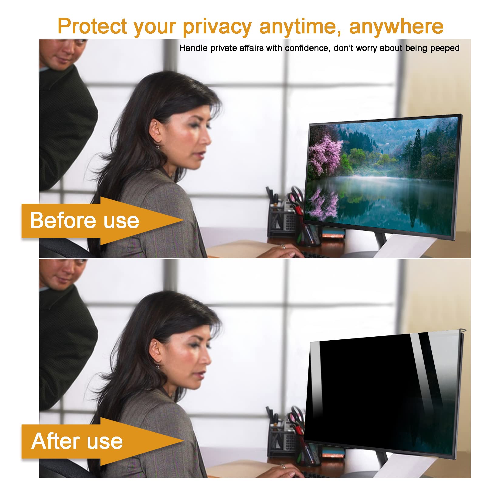 CUNIO Surveiller L'Écran De Confidentialité pour Ordinateur Suspendu, Protecteur D'Écran Amovible en Acrylique De 18 À 32 Pouces 16:9/16:10, Protection des Yeux Anti-UV,18/20in 458x280mm