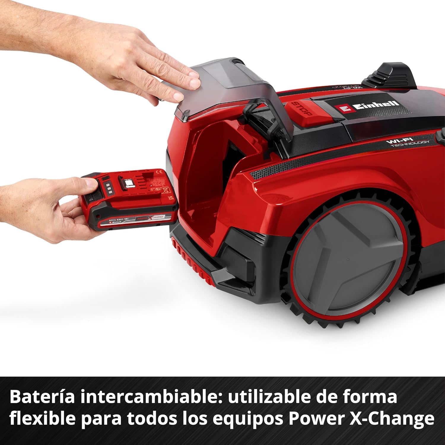 Einhell Robot cortacésped FREELEXO CAM Plus 600 Power X-Change (18V, cámara en Lugar de Cable delimitador, para 600 m², WiFi, hasta un 25% de inclinación, Incl. batería de 4,0 Ah Plus)