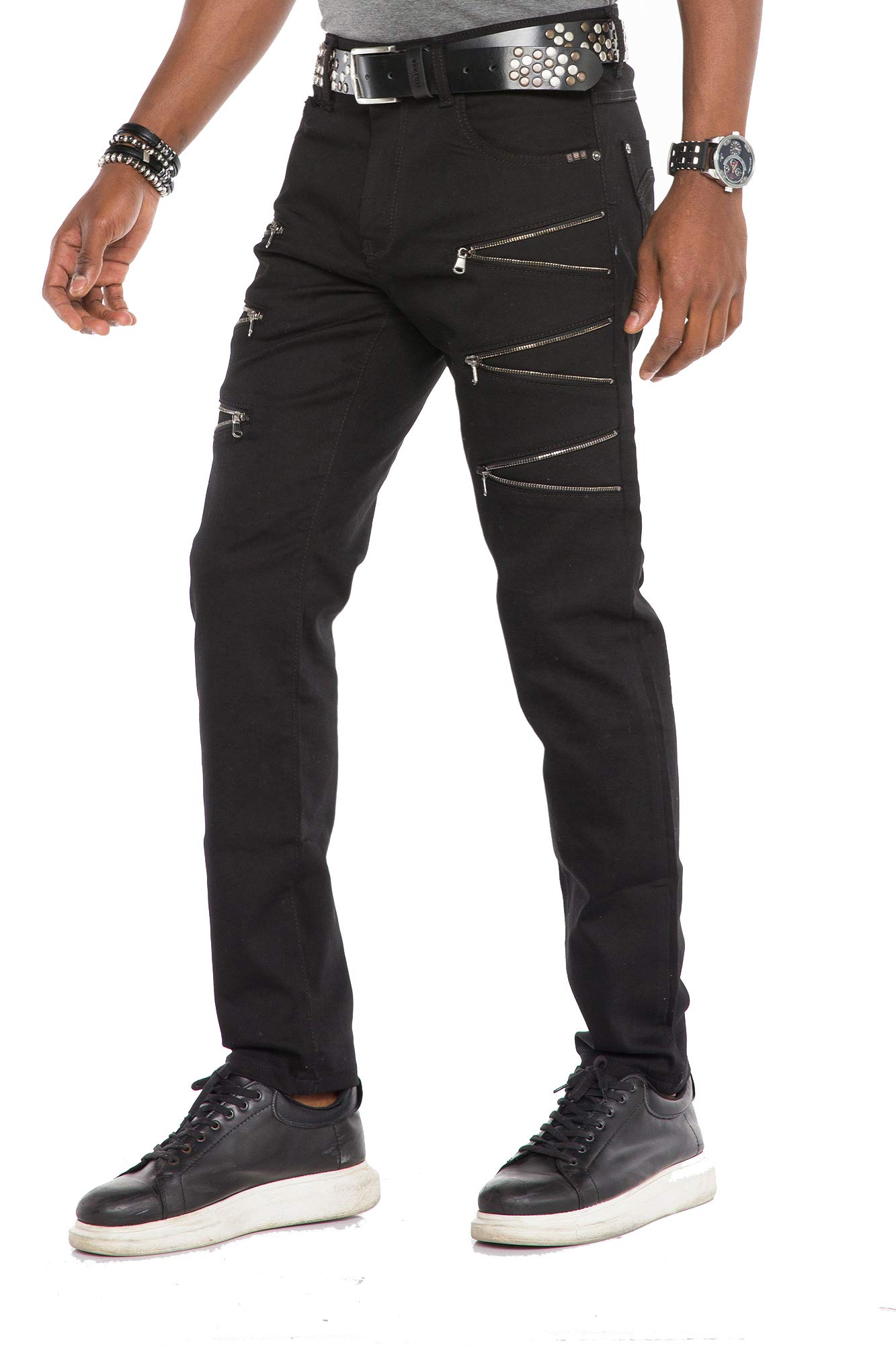 Cipo & Baxx Pantalones vaqueros de corte recto para hombre, con cremallera