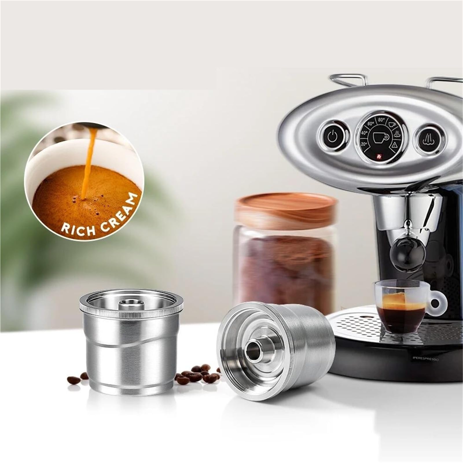 Compatible con cápsulas de café reutilizables illy X7/Y3. | Cápsulas inoxidables recargables, compatibles con dos tamaños de máquina(2pod 1t)