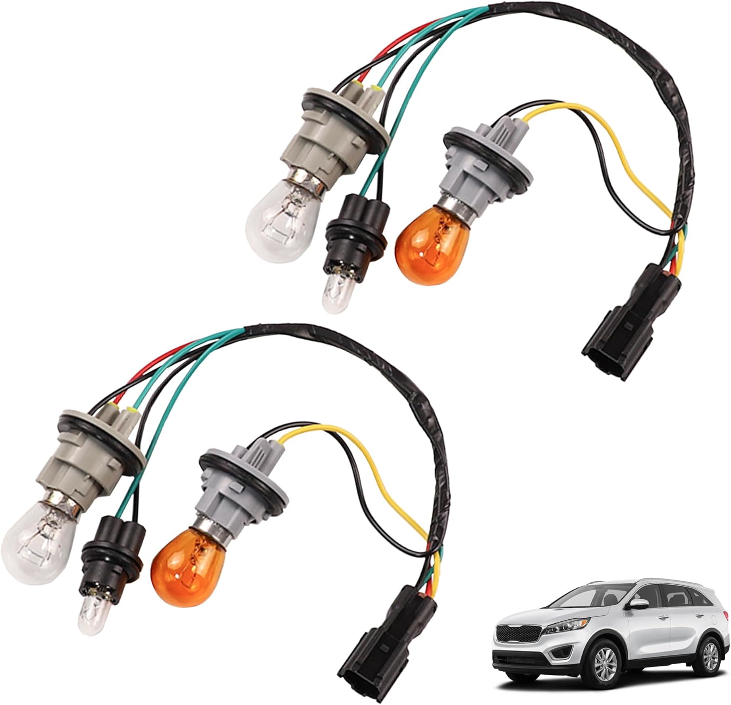 2 Pcs Tail Light Wiring Harness Socket Holder w/Bulbs Compatible with 2015 2016 2017 2018 Kia Sorento Outer Tail Lamp Socket Replaces 92480-C6000