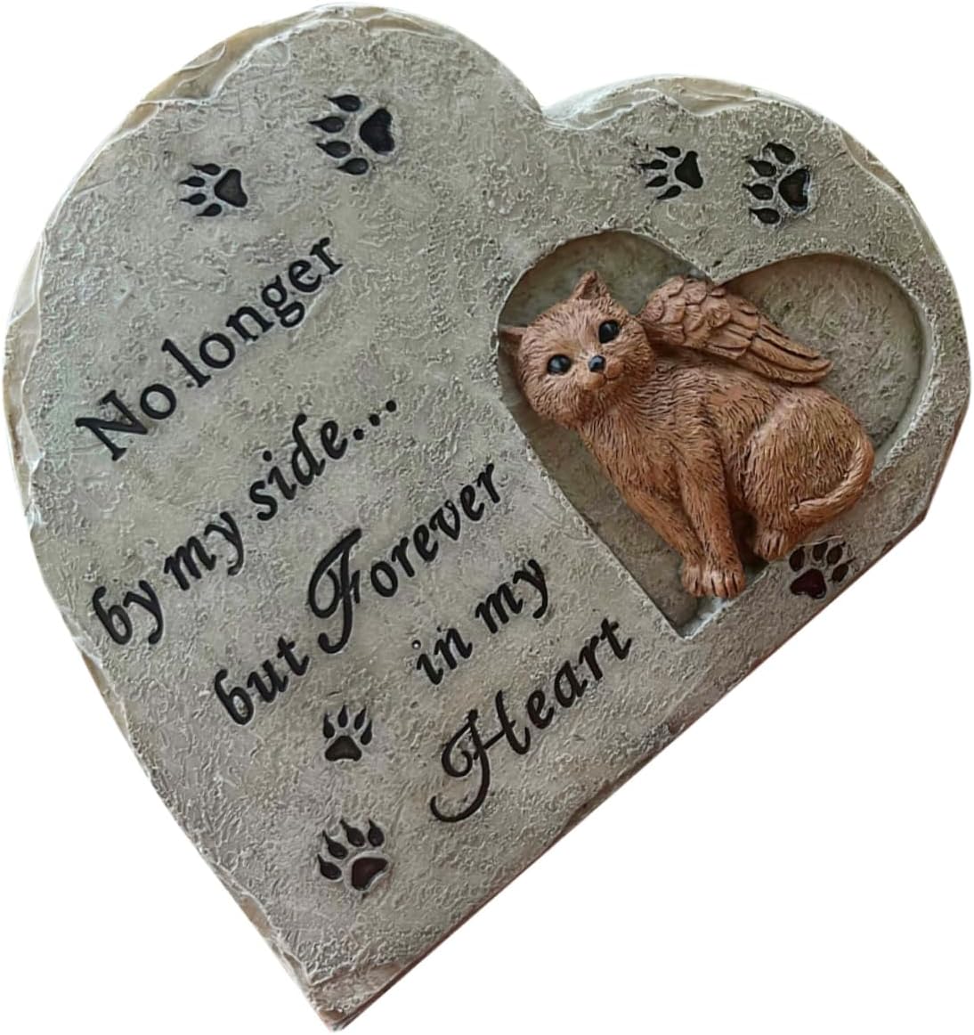 SUPVOX Cat Memorial Headstone Heart-Shaped Angel Pet Tribute Stone for Garden Remembrance of Lost Cats Unique Grave Marker Comforting Pet Memorial