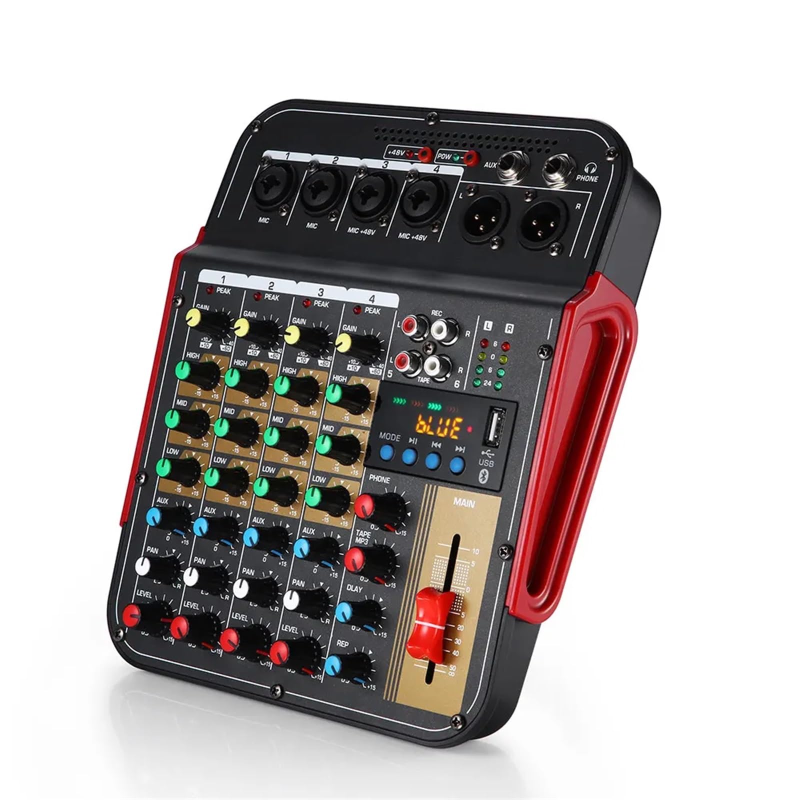 DJ-Controller 6-kanal Mischpult Audio Mixer Outdoor Konferenz Audio USB Bluetooth-kompatibel Reverb Audio prozessor Soundkarte