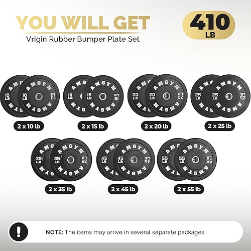 Miniatura 153 de 2 Inch Bumper Plates，10-500lbs，Barbell Rubber Olympic Weight Plates Set for Home Gym, Strength Training & Weight Lifting, Multiple Options