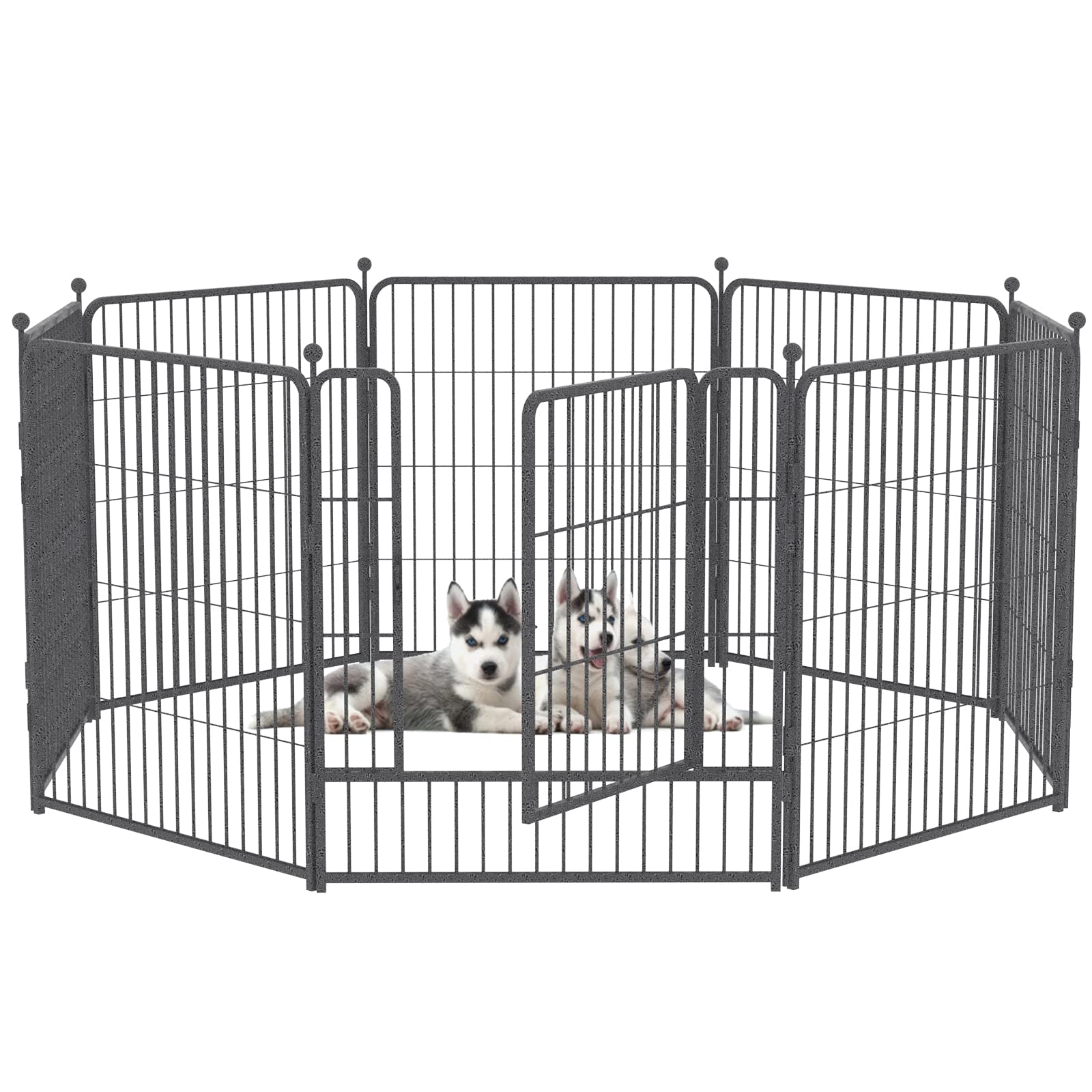 Metal Dog Playpen, 32 Inch Height RV Puppy Play Pens for Small Medium Dogs, Portable Fordable with Door Dog Fence Indoor Outdoor (8 Panels)
