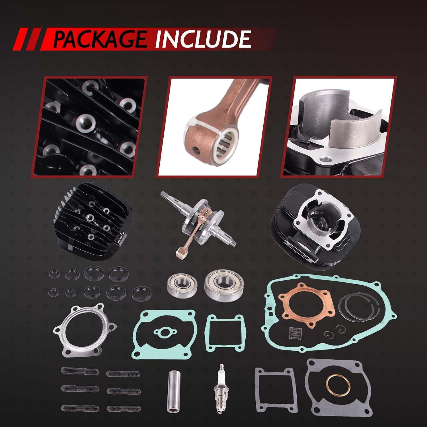 Complete Cylinder Piston Crankshaft Seal Gasket Top End Rebuild Kit Replacement for Yamaha Blaster 200 YFS200 1988-2006, Replace 37F-11400-00-00 2XJ-11311-02-00 2XJ-11631-01-97