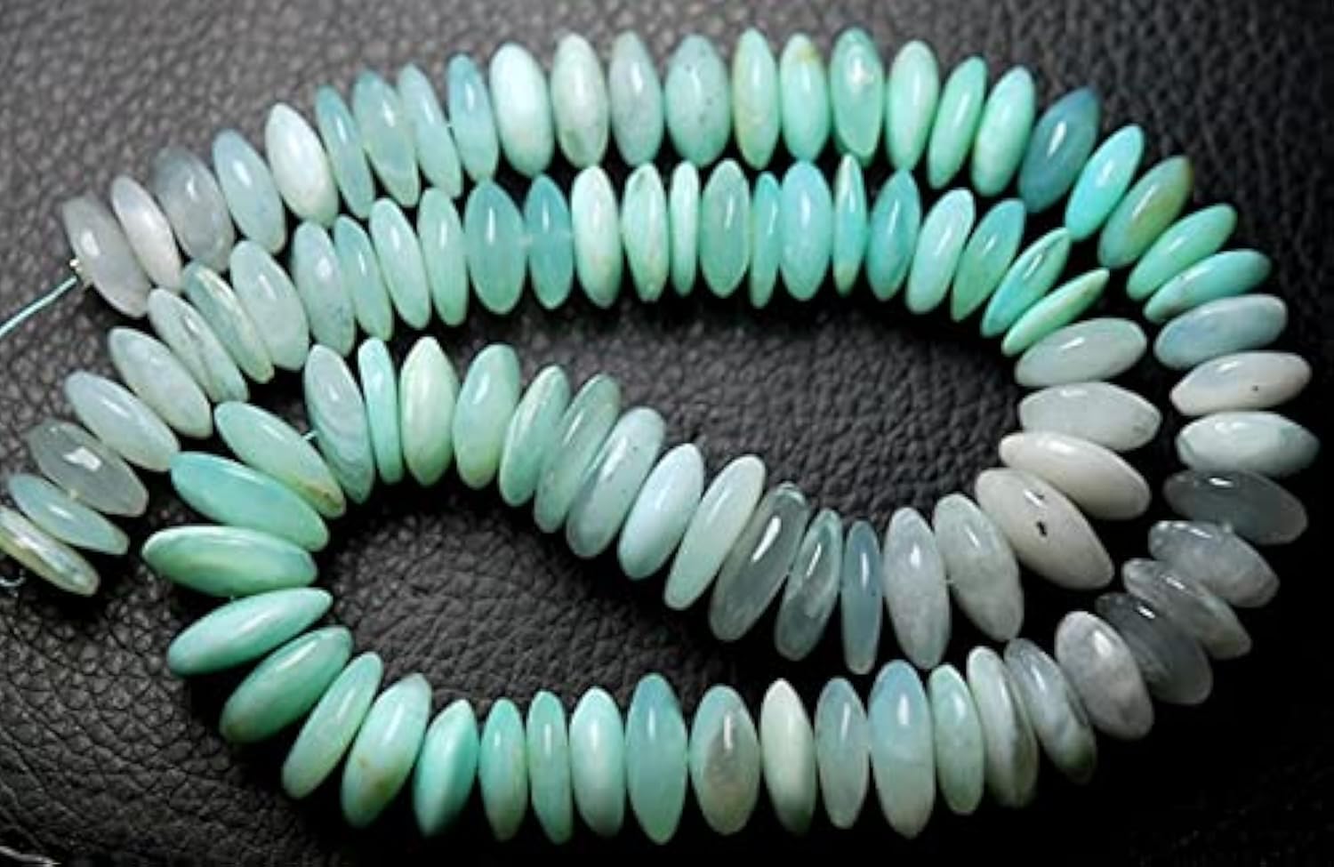 LKBEADS 16 Inches Strand, Peruvian BLUE OPAL Smooth Rondells German Cutting Rondelles 10-13mm