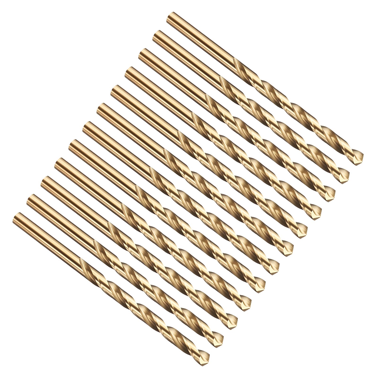 PATIKIL #7 Drill Bit, Jobber Straight Shank M2 High-Speed Steel 135° Gold Finish for Stainless Steel Hard Metal - 12 Pack — image 1