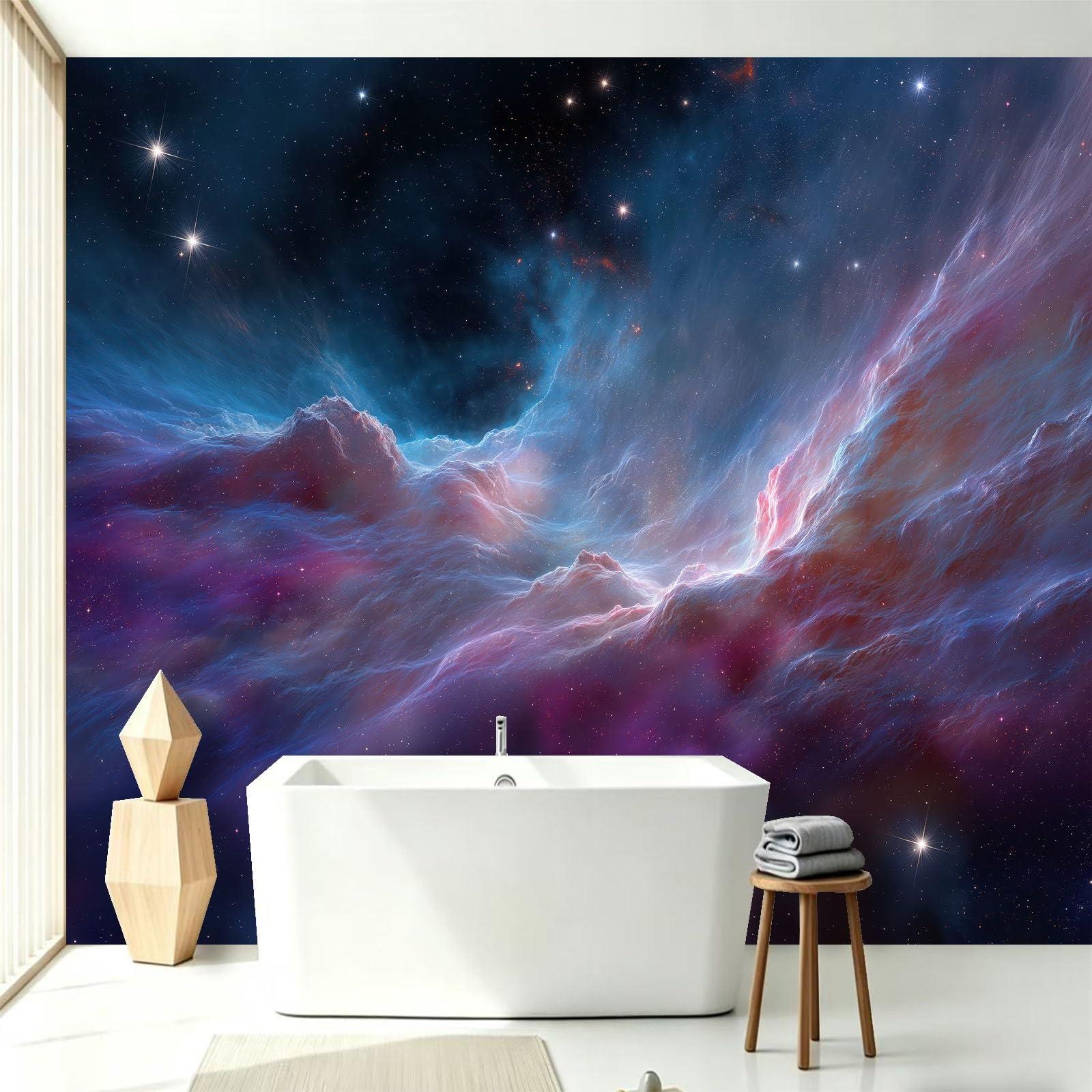 Générique Panoramiczna tapeta z włókniny 200 x 140 cm - mgławica wszechświat gwiazdy, plakat ścienny romantyczna przestrzeń do pokoju dziecięcego, pokój zabaw - dekoracja ścienna 3D