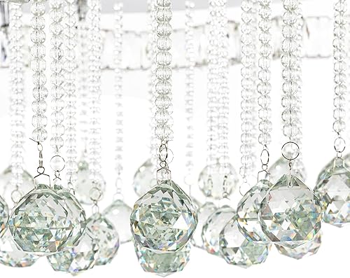 Miniatura 7 de OUKANING Lámparas de araña de cristal modernas para sala de estar, lámparas grandes para dormitorio, lámpara de techo empotrada para vestíbulo,