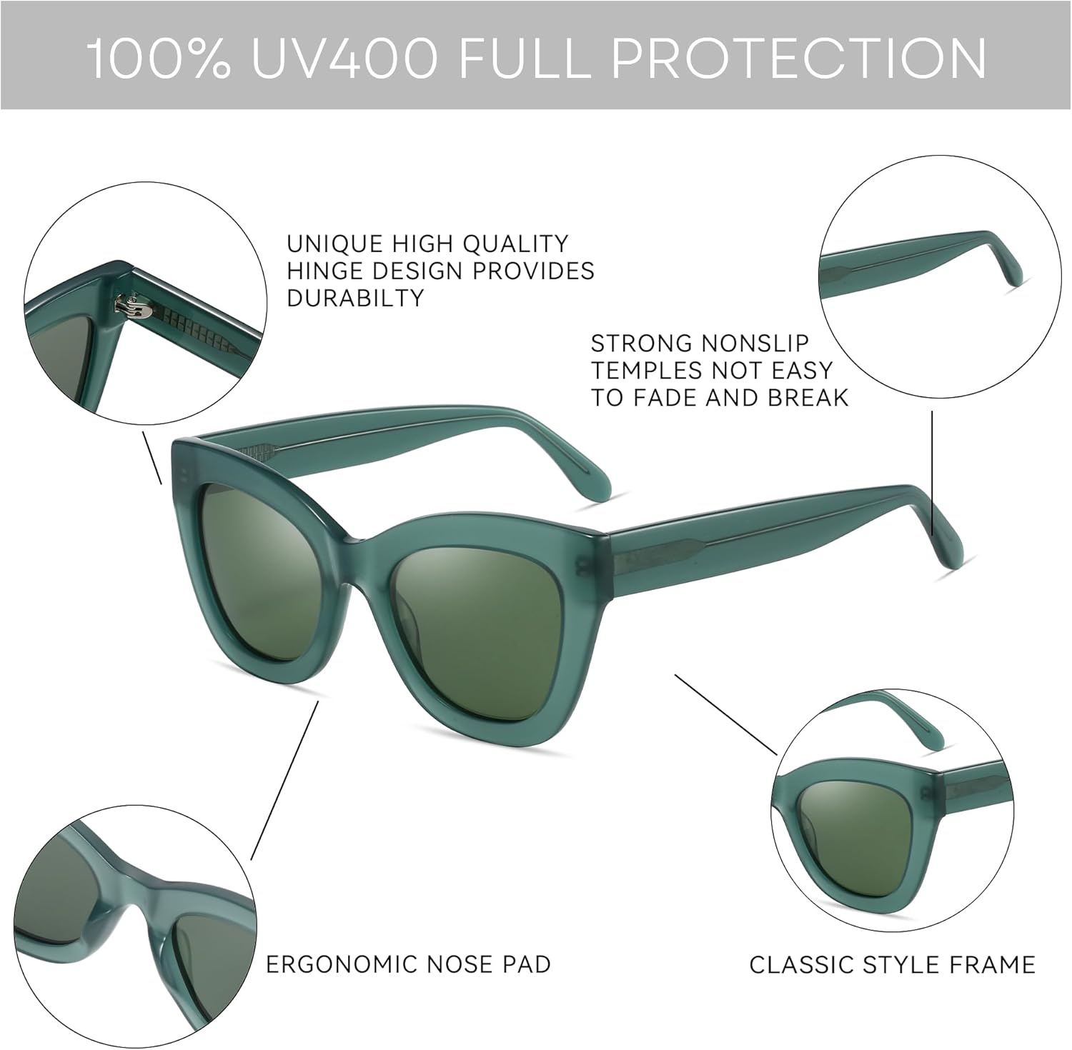 ZENOTTIC Trendy Polarized Women Sunglasses: Retro Cateye Shades - Sun Glasses Designed for Ladies with UV400 Protection - Image 4