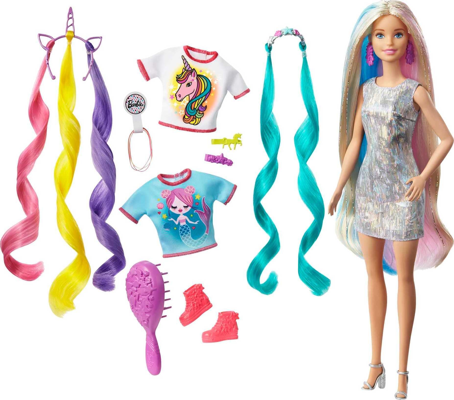 Barbie Unicorn Mermaid Doll with Fantasy Hair, Mermaid & Unicorn Accessories, Barbie Doll Included, Gifts for Children 3+