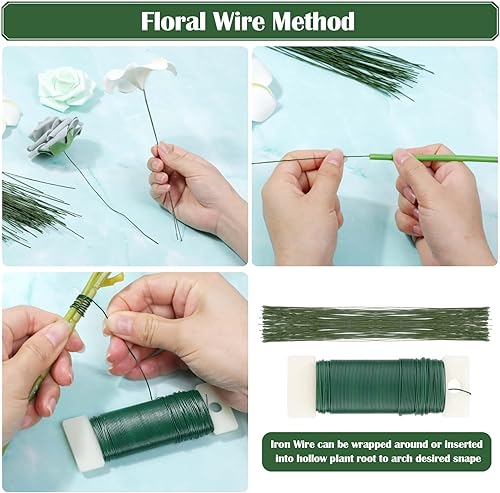 Miniatura 3 de PAXCOO Kit de arreglos florales con cinta verde y alambre, pasador de flor de Boutonniere, cortador de alambre para suministros de fabricación de