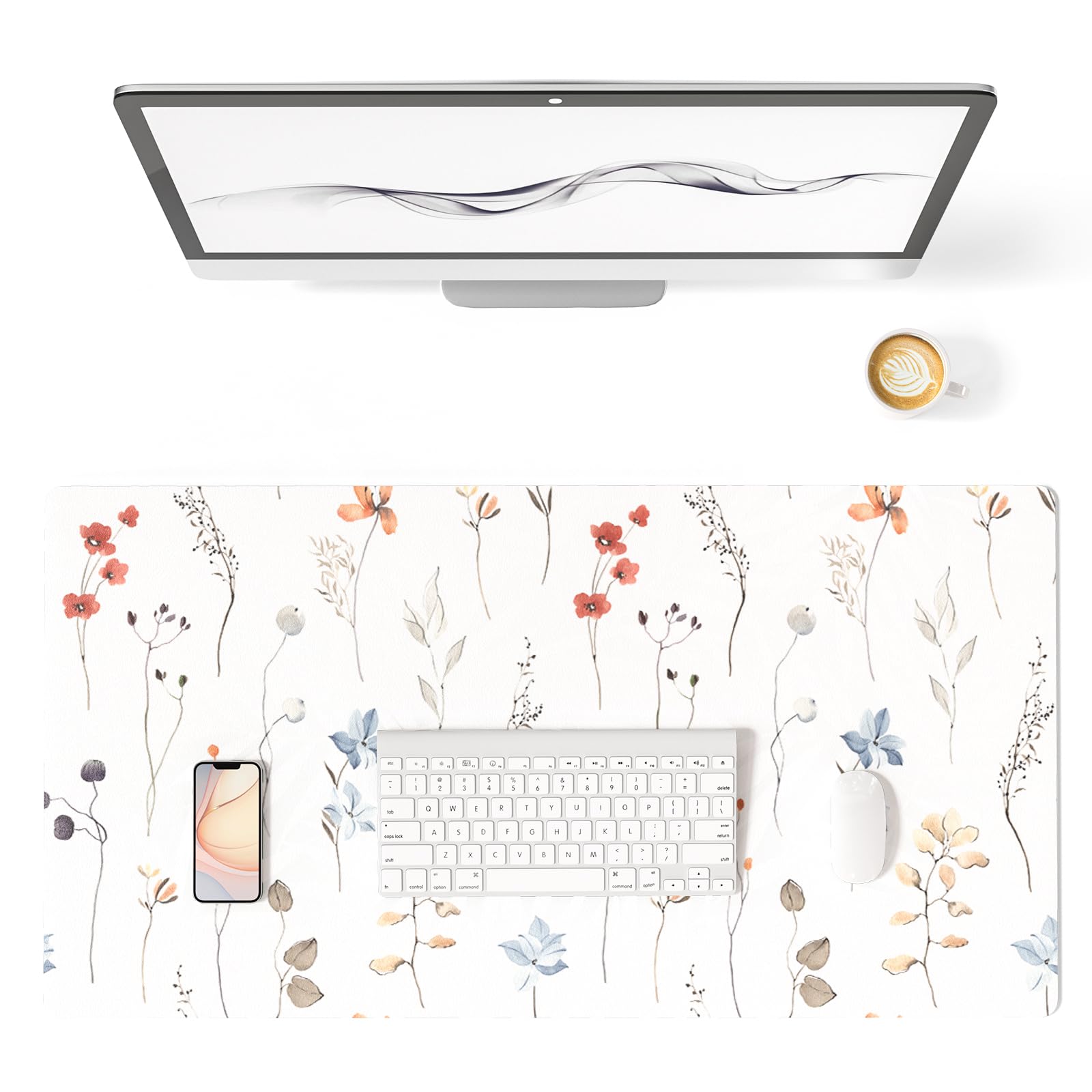 Colorful Star Watercolor Floral Desk Mat Large Gaming Mousepad Office Supplies Waterproof Computer Mouse Pad for Women Girls