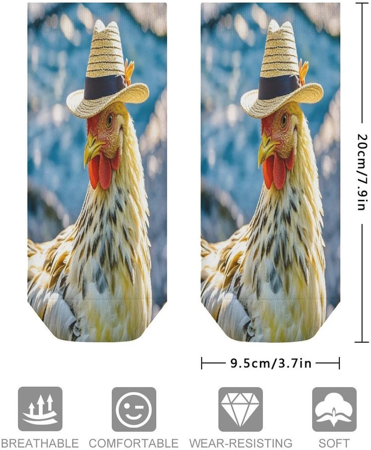 Chicken with Hat Ankle Sock-Low Cut Breathable,Basketball Socks for Men Women,Tube Socks for Work Sports