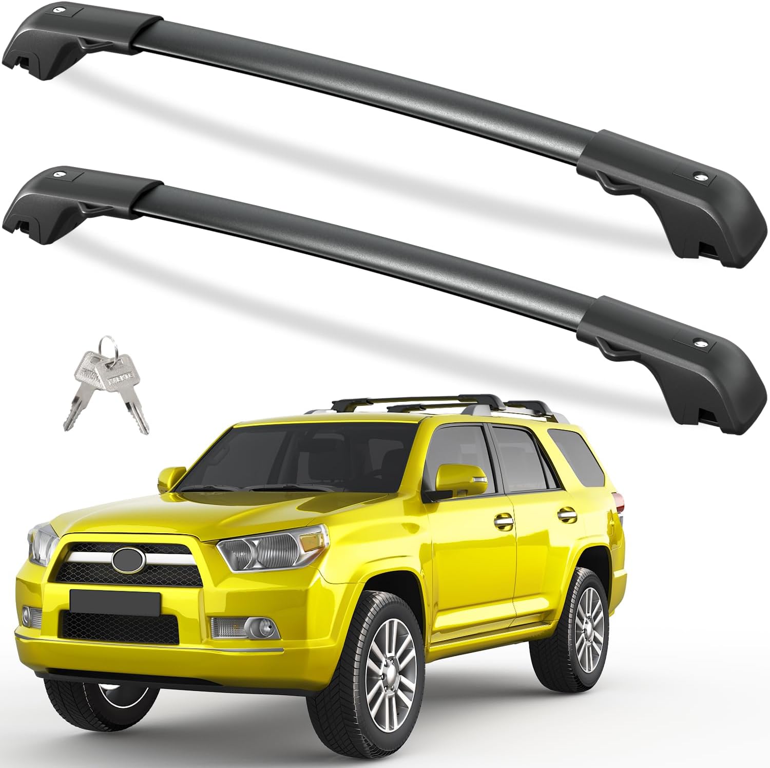 220lbs Roof Rack Cross Bars Compatible with Toyota 4Runner 2010-2024 with Side ROOF Rails, Heavy Duty Aluminum Lockable Roof Crossbars Rooftop Luggage Racks Carrier Black