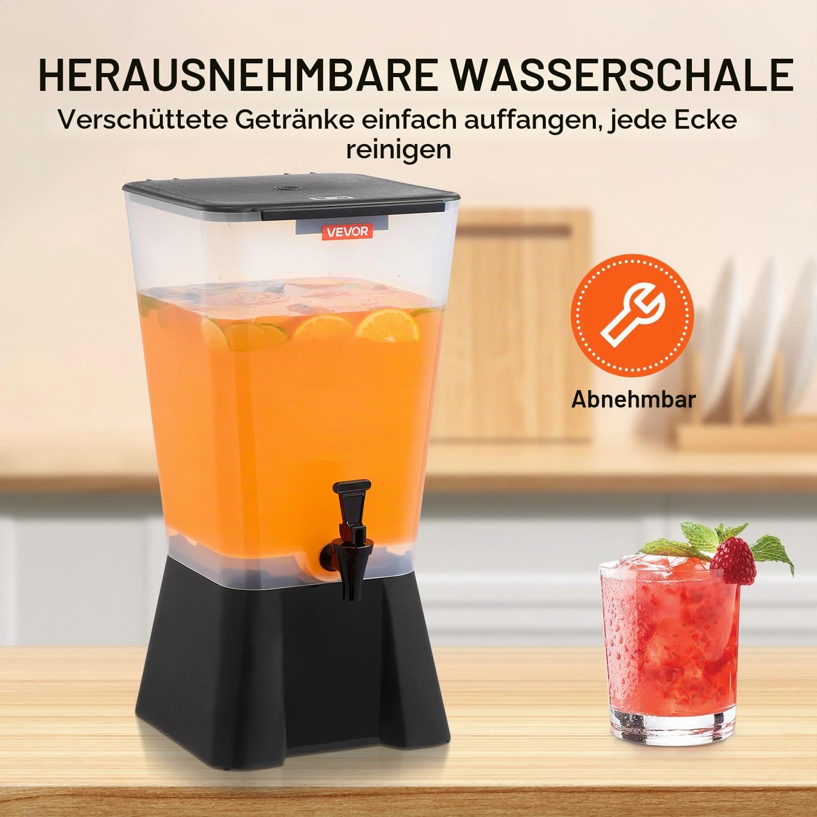 VEVOR Getränkespender (19 L) für Partys, Saftspender aus Kunststoff mit tropfsicherem Zapfhahn Wasserspender für Restaurants Hotels Partys, Limonade Eistee selbstgemachte Getränke Spender