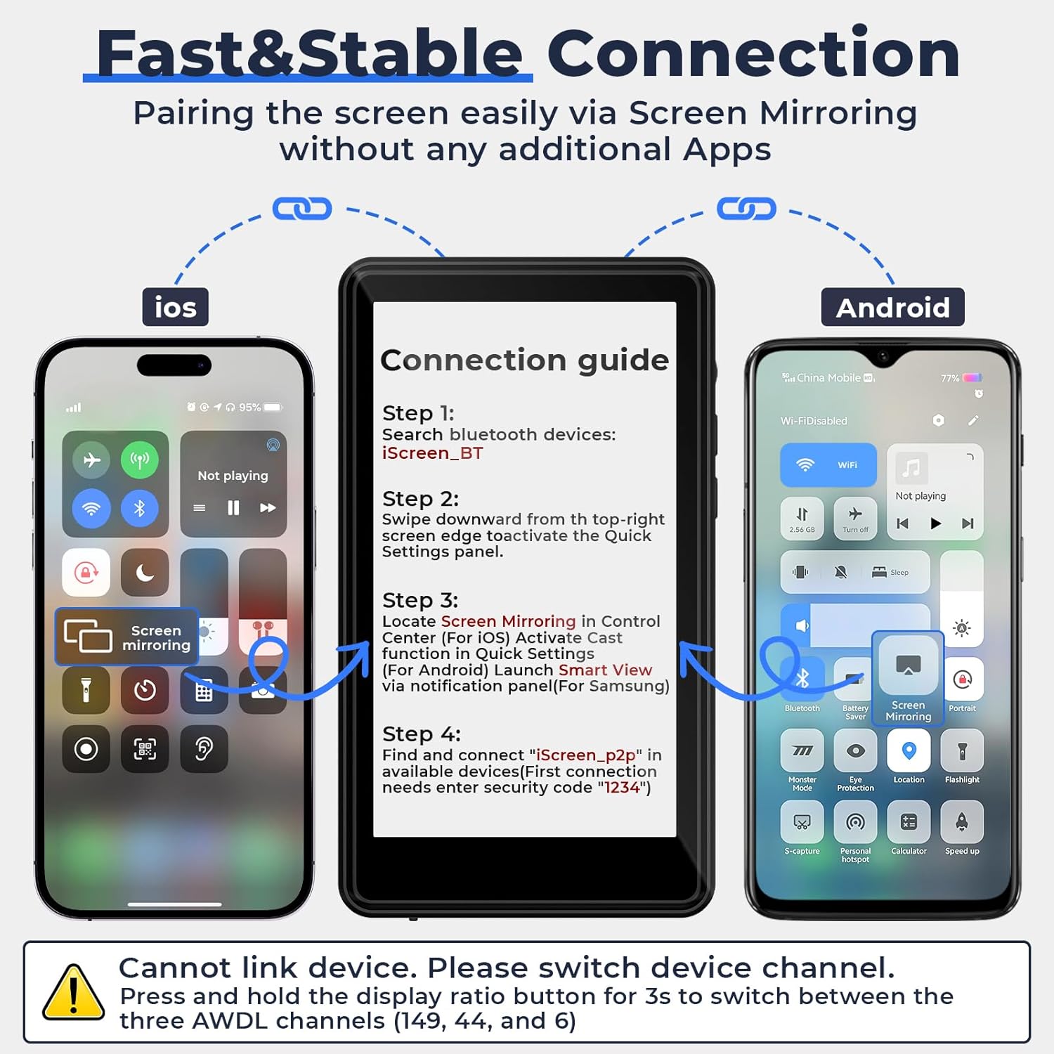 Selfie Monitor Screen for iPhone 17 & Android,Magnetic Wireless 4K Back Camera Monitor with Remote Zoom & Shoot, Built-in Speaker, 1500mAh Battery, for YouTube TikTok Vlogging, Live Stream (Black)
