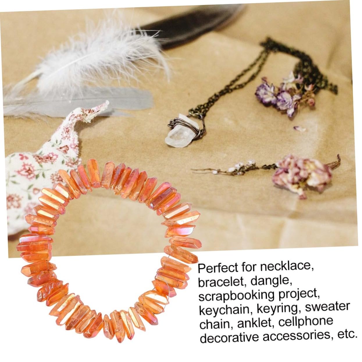 SEWACC 3ensembles Kit De Bijoux Pierre Naturelle Ensemble De Pendentifs Cristal Orange Matériel Créatif pour Boucles Oreilles Et Accessoires De Coiffure pour Femmes