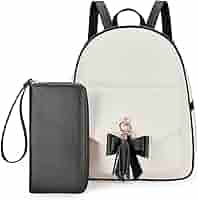 Zaino 3 Pezzi Donna In Pelle PU - Impermeabile Con Borsetta E Portacarte, Bowknot - Foto 2