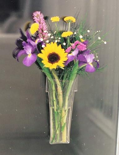 Miniatura 2 de Gadjit Florero de vinilo con forma de maceta, succiones a ventanas y espejos, sostiene ramo de tallos de flores y agua, vinilo flexible transparente