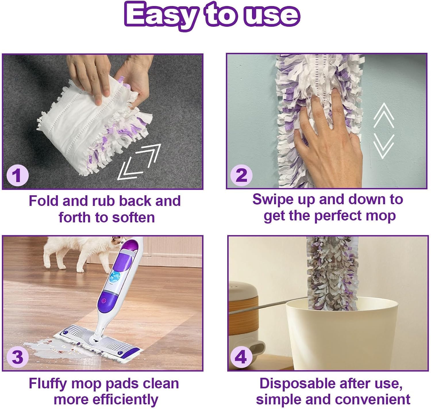 30 Count Mop Pad Refills, Compatible with Swiffer PowerMop Multi-Surface Mop, Absorbent Cleaning Pads for Hardwood, Tile & Laminate Floors