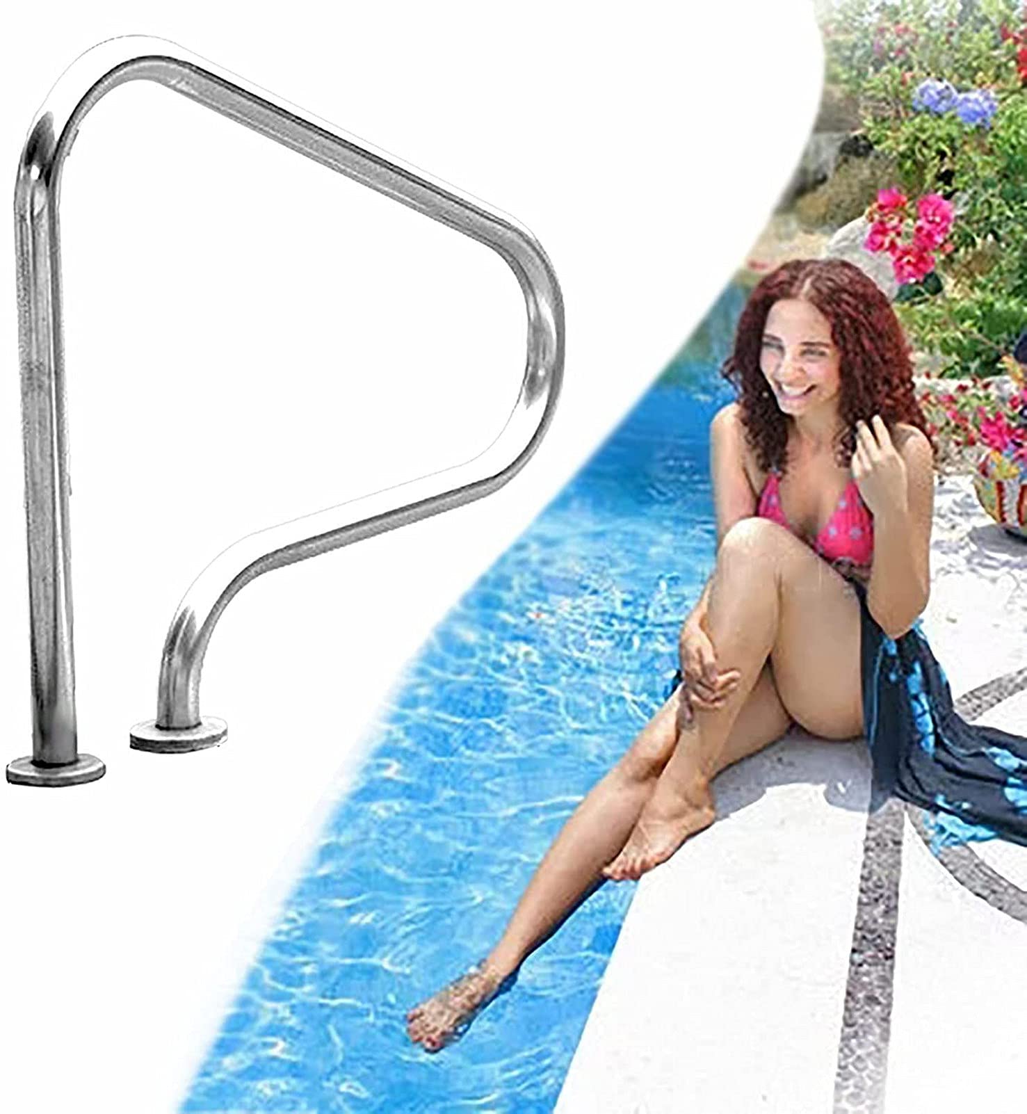 Rampe de piscine en acier inoxydable 304 pour bassin de jardin 80x80cm