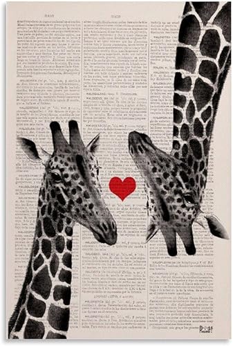 Miniatura 1 de Wand-Dekor-Kunst, Geschenk Für Zu Hause, Geschenk Für Sie, Giraffen in Der Liebe Rotes Póster Pintura Decorativa Lienzo Póster de Pared e Imagen de