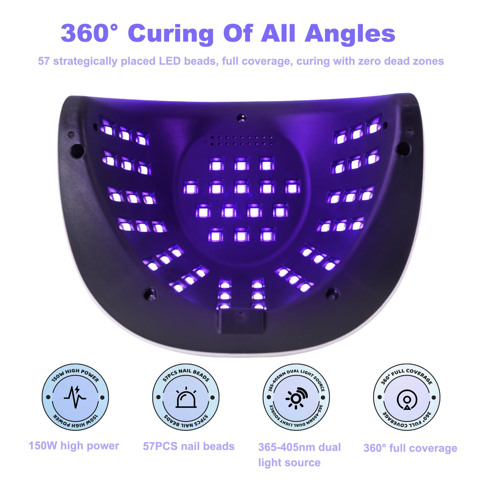 Aokitec UV Lamps for Gel Nails with Phone Holder 150W UV LED Nail Lamp UV Light Nail Dryer for All Types of Nail Art - Image 3