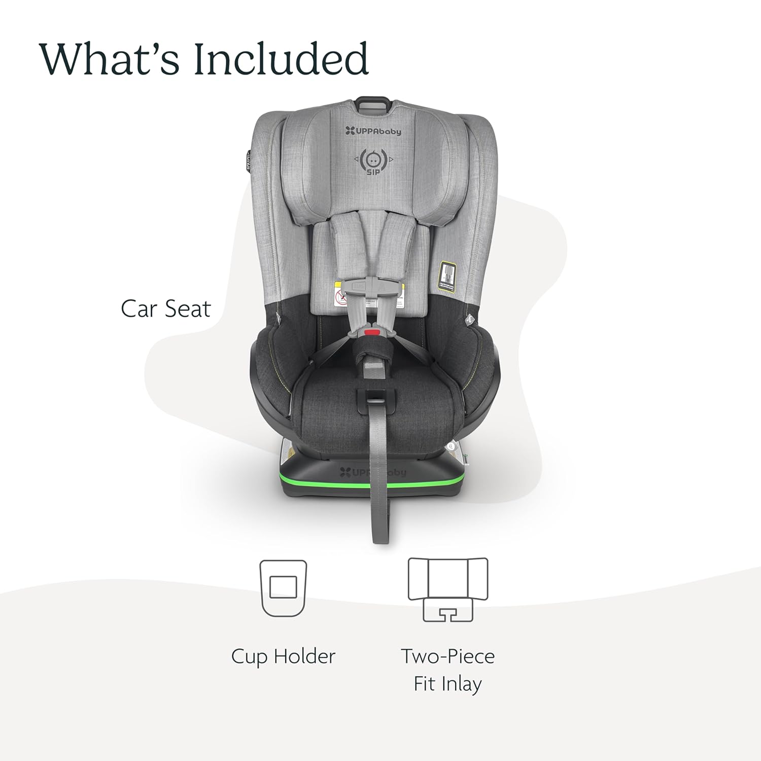 uppababy knox convertible car seat / rear facing and forward facing / intuitive safety features / koroyd + cleantech technology / removeable cup holder included / jordan (charcoal mélange)