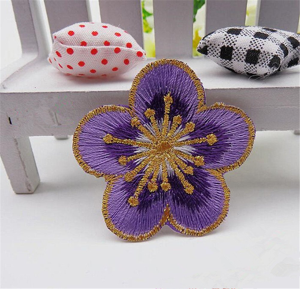 Apliques para ropa, 6 parches decorativos de flores con diseño ciruela pequeña for planchar(Purple)