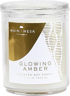 Main + Mesa Lidded Glass Candle, Glowing Amber