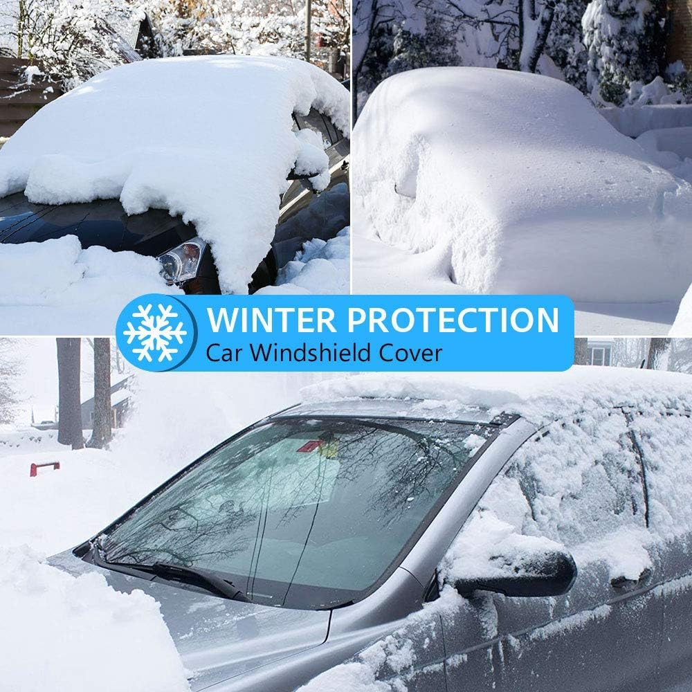 Copertura per parabrezza per auto contro grandine e neve, parabrezza invernale ispessito con robusto gancio per corda e accessori per custodia, adatto per la maggior parte delle auto, SUV(152*124CM)