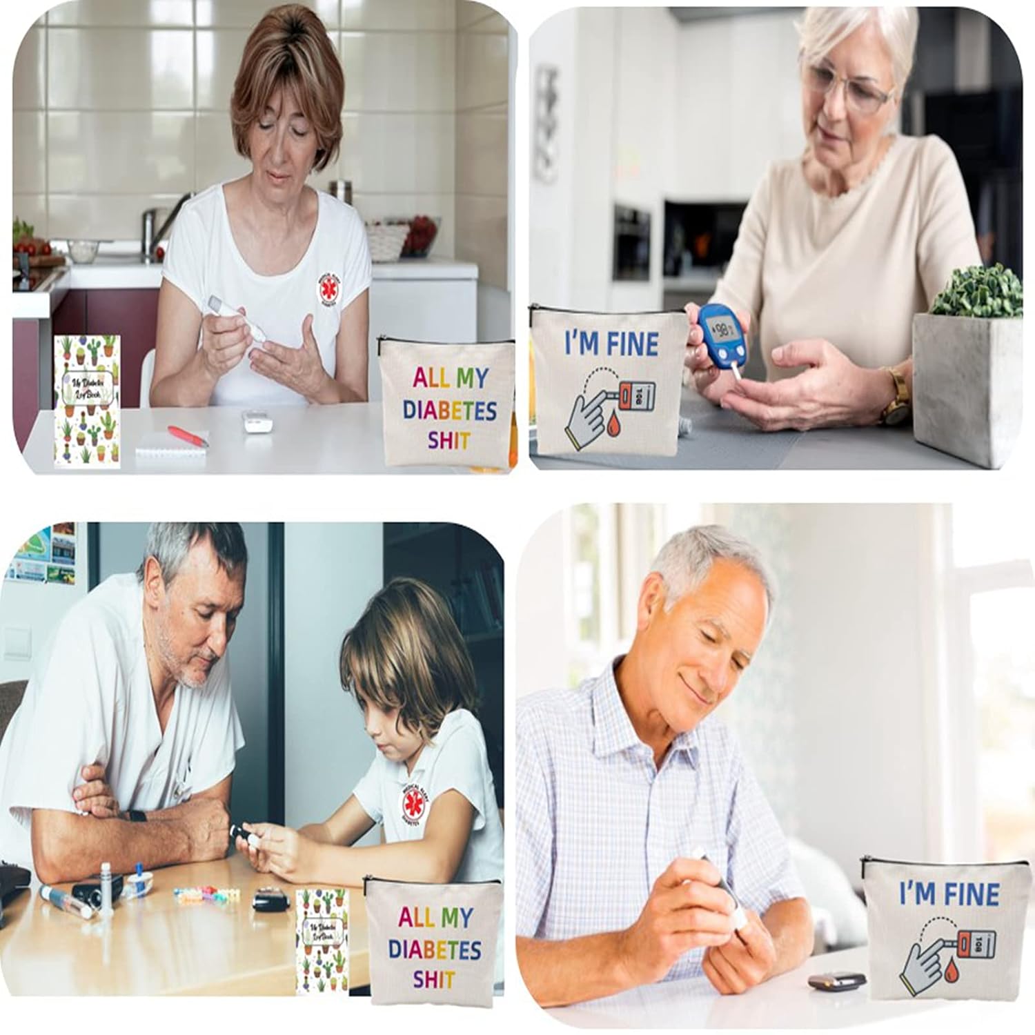 Diabetic Supplies Travel Bag Gifts Sets, All My Diabetes S-hit Funny Diabetes Glucose Meter Case Organizer + Blood Sugar Log Book + 10 Diabetic Alert Stickers for Type 1 Kids Grandpa Grandma Birthday : Health & Household