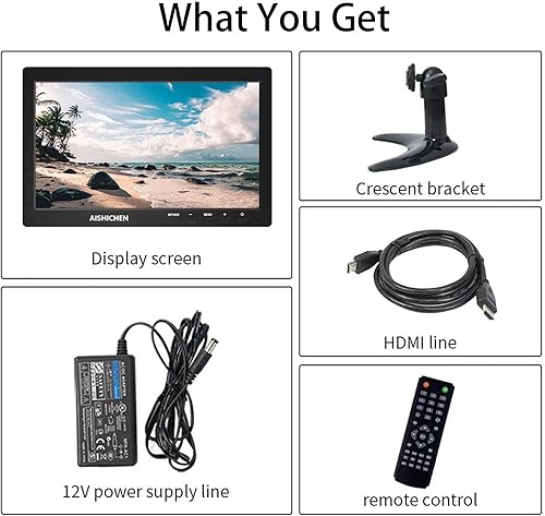 Miniatura 3 de Monitor pequeño de 10.1 pulgadas, monitor Raspberry Pi con altavoces integrados, mini monitor de 1280 x 800, monitor HDMI 60 Hz, 3 ms, pantalla IPS