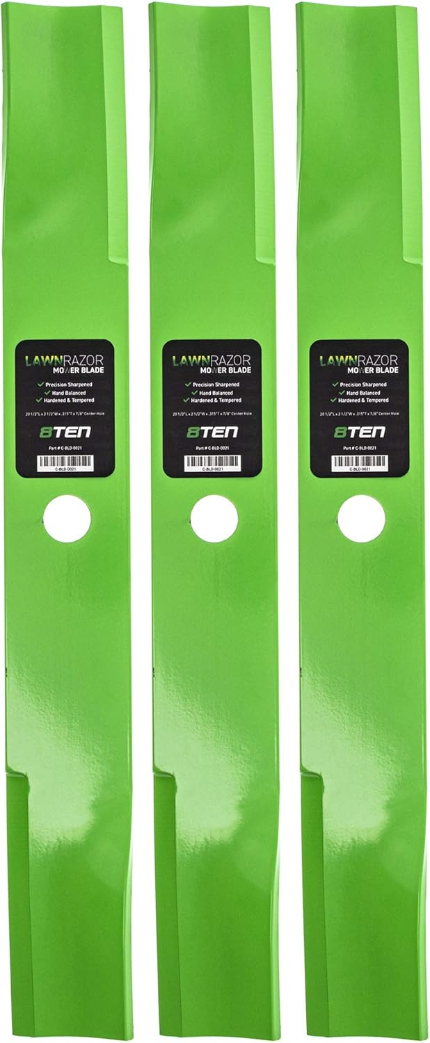 8TEN LawnRAZOR Blade Set for John Deere 60 inch Deck 4010 F1145 400 420 AM100538 M141785 M87622 (Heavy Duty High Lift)