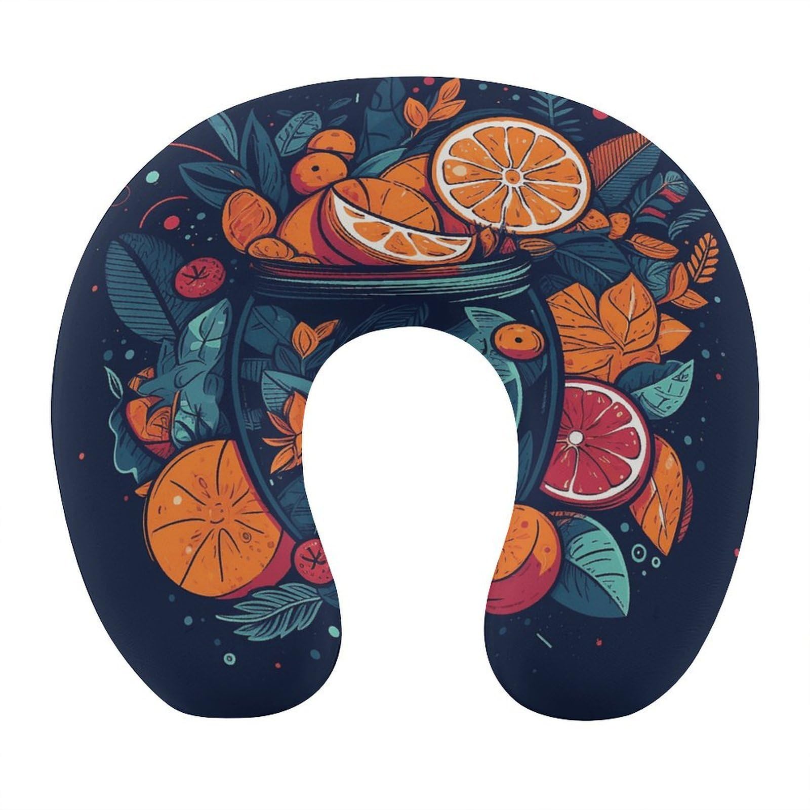 Btcowzrv Style Hand Drawn Fruit Pattern U Shaped Neck Pillow Travel Pillows