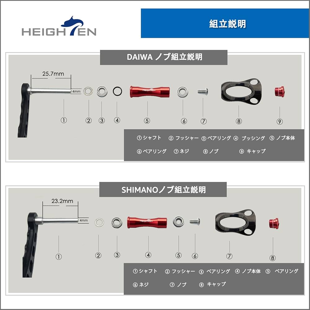 Amazon | HEIGHTEN 22mm リール ハンドル ノブ 8.8g シマノ