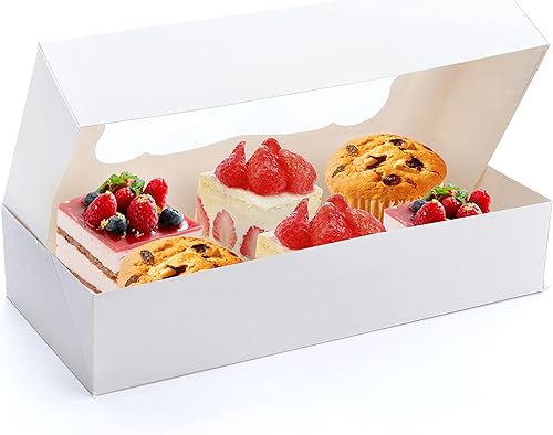 JOYIN 24 cajas de galletas de Navidad, cajas blancas lisas con ventana de 12.5 x 5.5 x 2.5 pulgadas, caja de regalo de panadería para regalos de