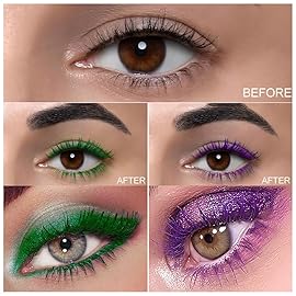 BINGBRUSH Colored Green Mascara for eyelashes Dual ended Long-Lasting Volumizing Lengthening Purple Mascara, green contacts for eyes Waterproof Eye Makeup for Party Daily Looks (02-Green & Purple)