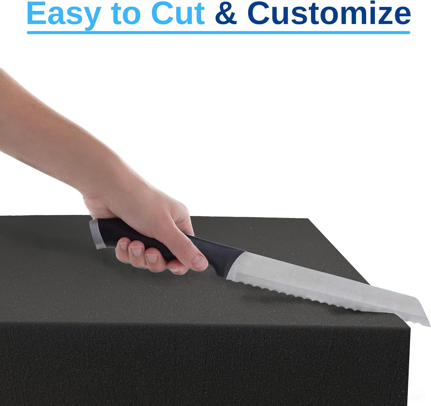 FoamRush 8" x 18" x 20" Charcoal High Density Upholstery Foam Cushion, Upholstery Sheet, Foam Padding, Seat Replacement, Wheelchair Seat & Chair Cushion Replacement, Square, Made in USA