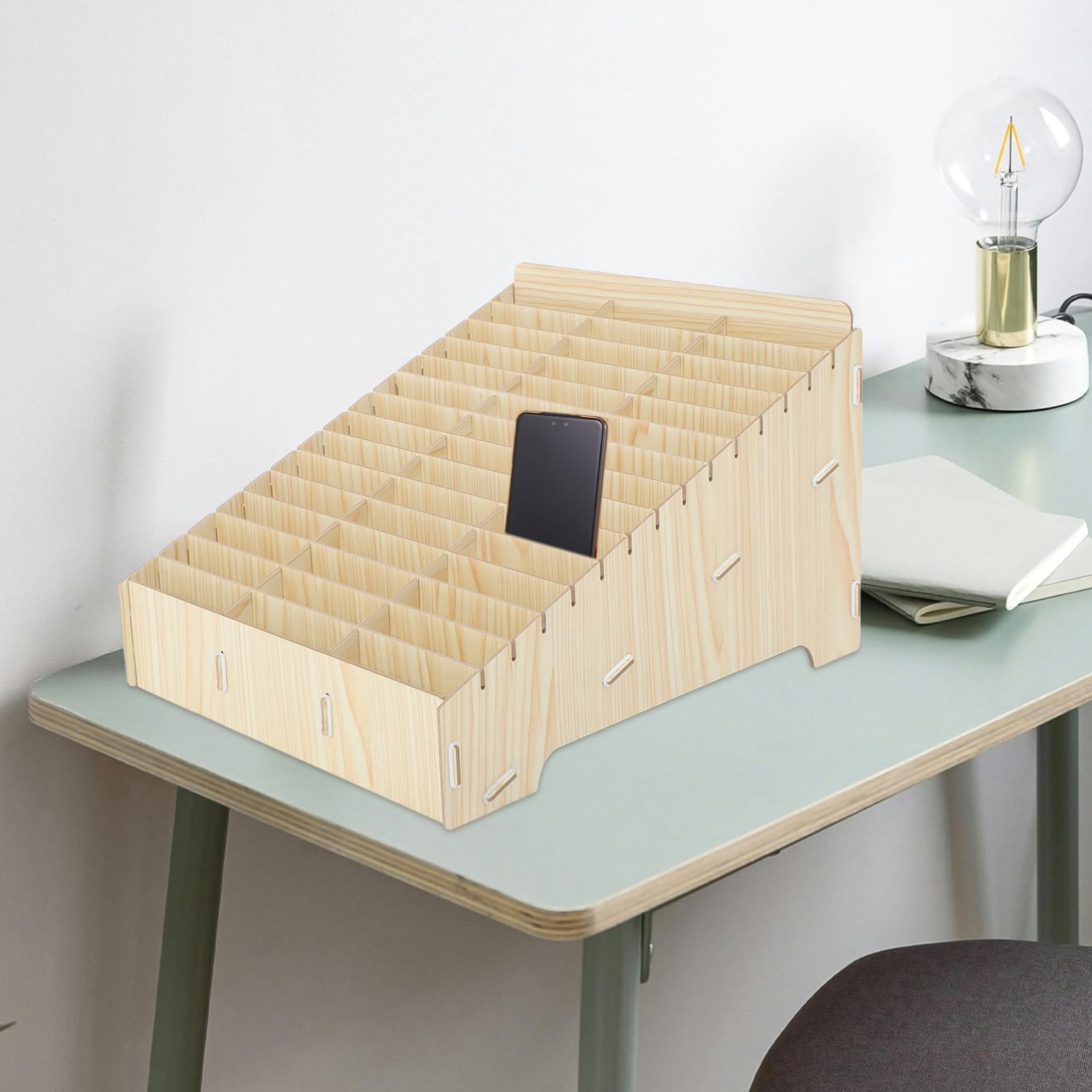 GALPADA Scatola Organizer in Legno D'acero 45 Scomparti Multiuso, Portaoggetti per Piccoli Articoli e Materiale da Ufficio, per Scuola e Aula