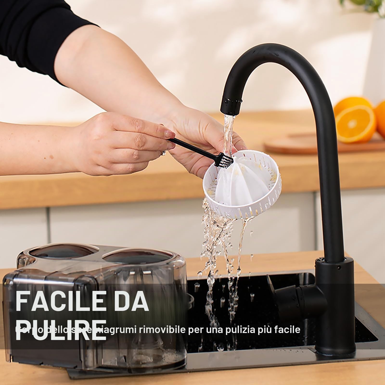 Spremiagrumi elettrico 100W, Doppia testa automatica, Senza BPA | Spremiagrumi automatico per arance, limoni e pompelmi con doppio cono, facile da usare e ideale per succhi freschi