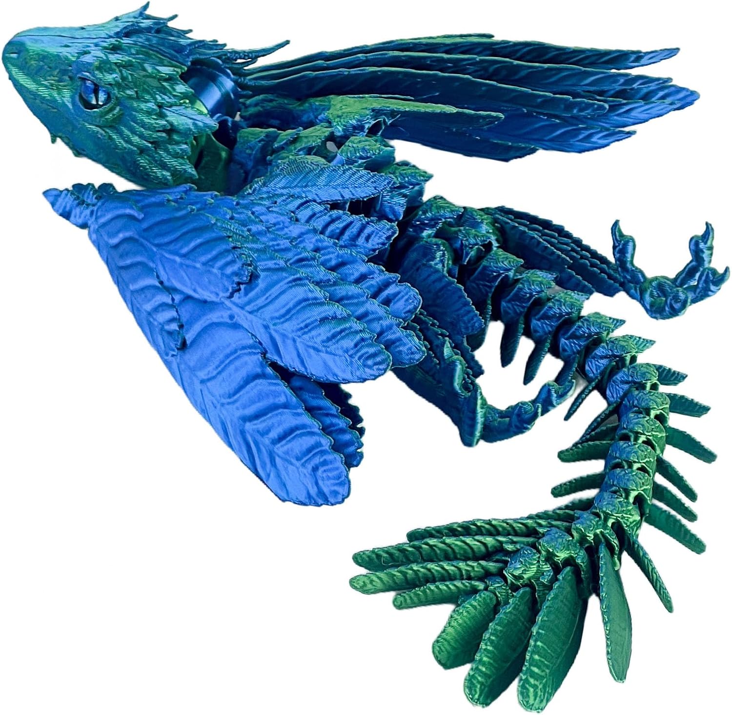 SGYYSG Feathered Wyvern, 3D Printed Articulated Dragon with Wings - Desktop Pet, Perfect for Fantasy Enthusiasts (Blue Green)