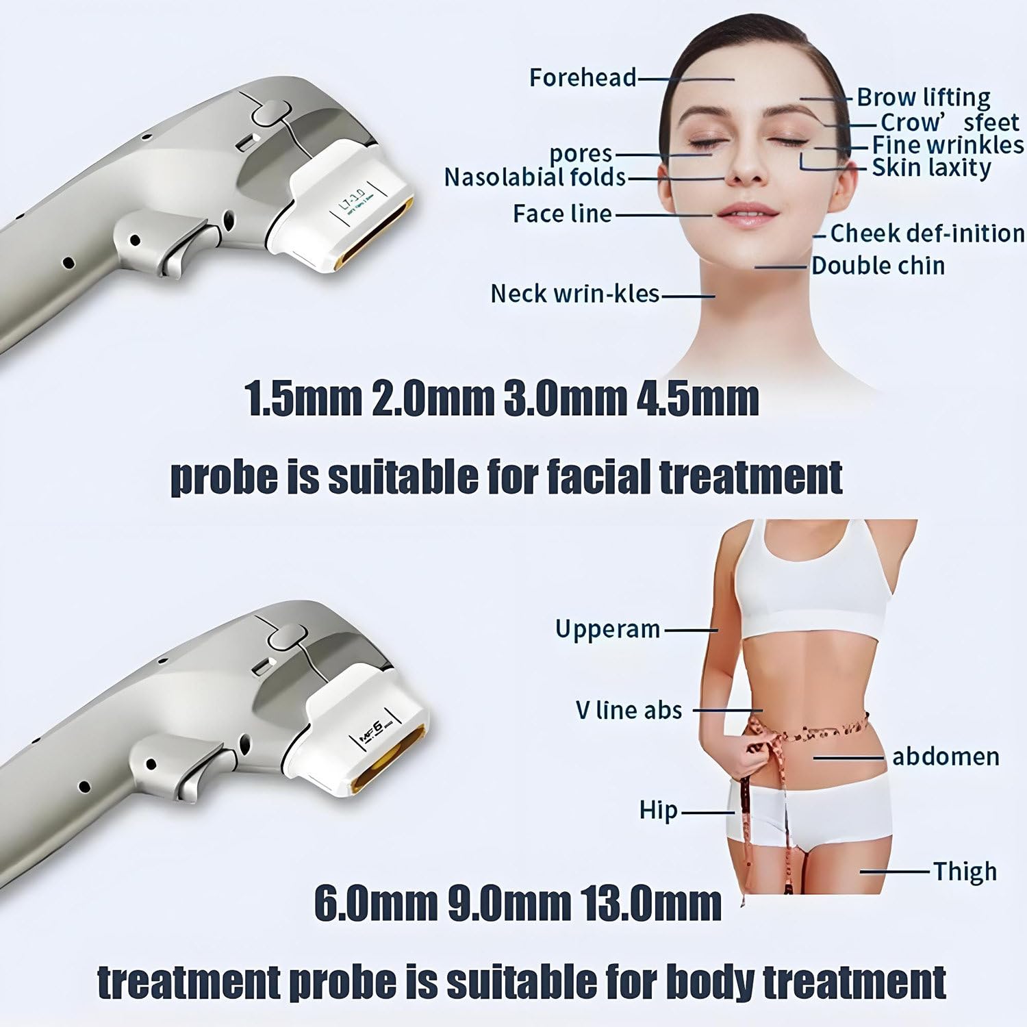 Apparecchio di bellezza per viso e corpo, dispositivo di lifting facciale 7D HIFU, apparecchio per il ringiovanimento della pelle, strumento di bellezza antirughe per il rassodamento della pelle