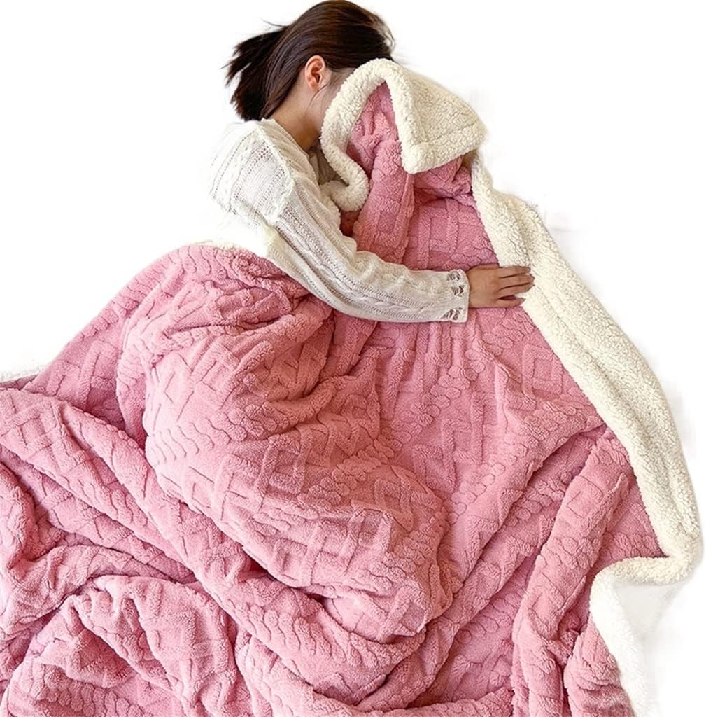 Loose Powder Thickened Blanket Winter Coral Fleece Small Office Nap Lamb Fleece(200x230cm)