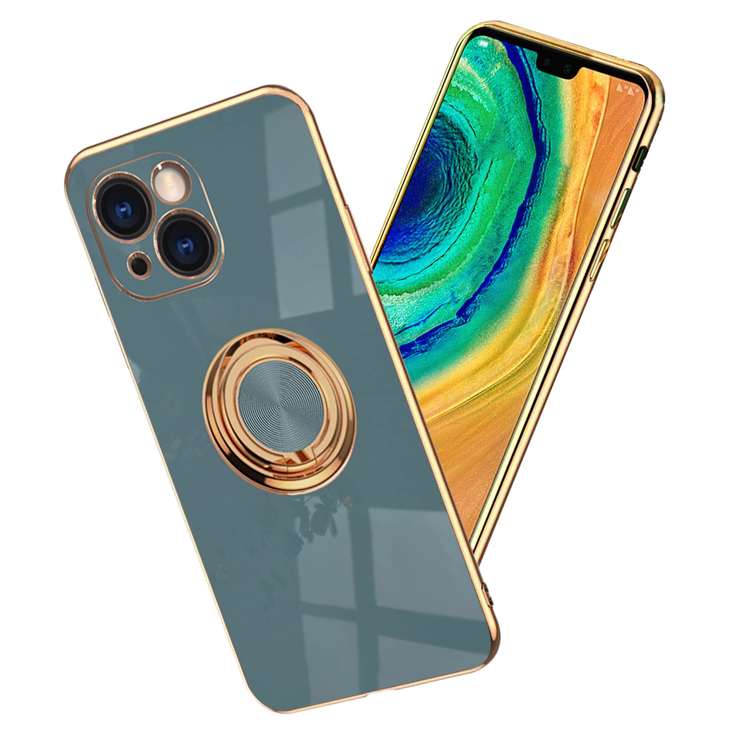 Coque IPhone 14 Plus Avec Anneau Support Magnétique 360° - Silicone Souple, Antichoc, 6 Couleurs Au Choix (Gris) - 10